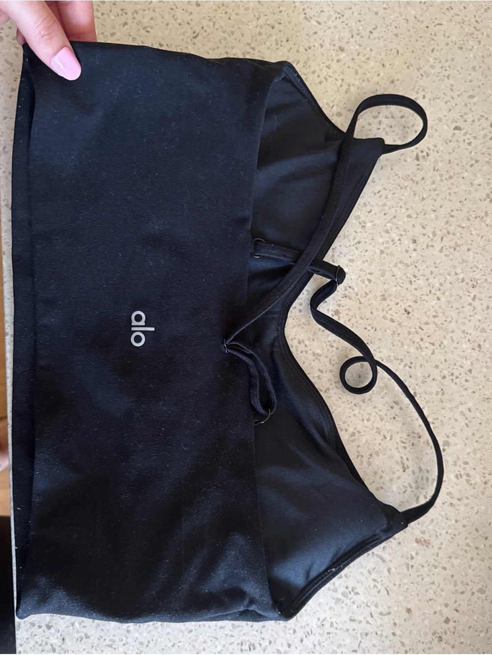 ALO Yoga Black Sports Bra with Thin Straps
